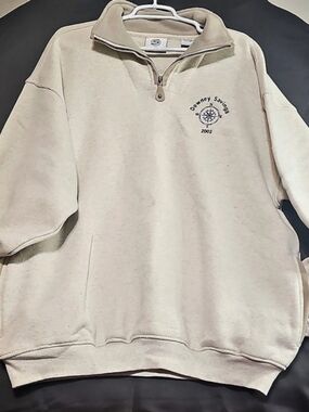 Springboy Apparel Downey Savings 2002 Quarter Zip Pullover Cream XL Like New